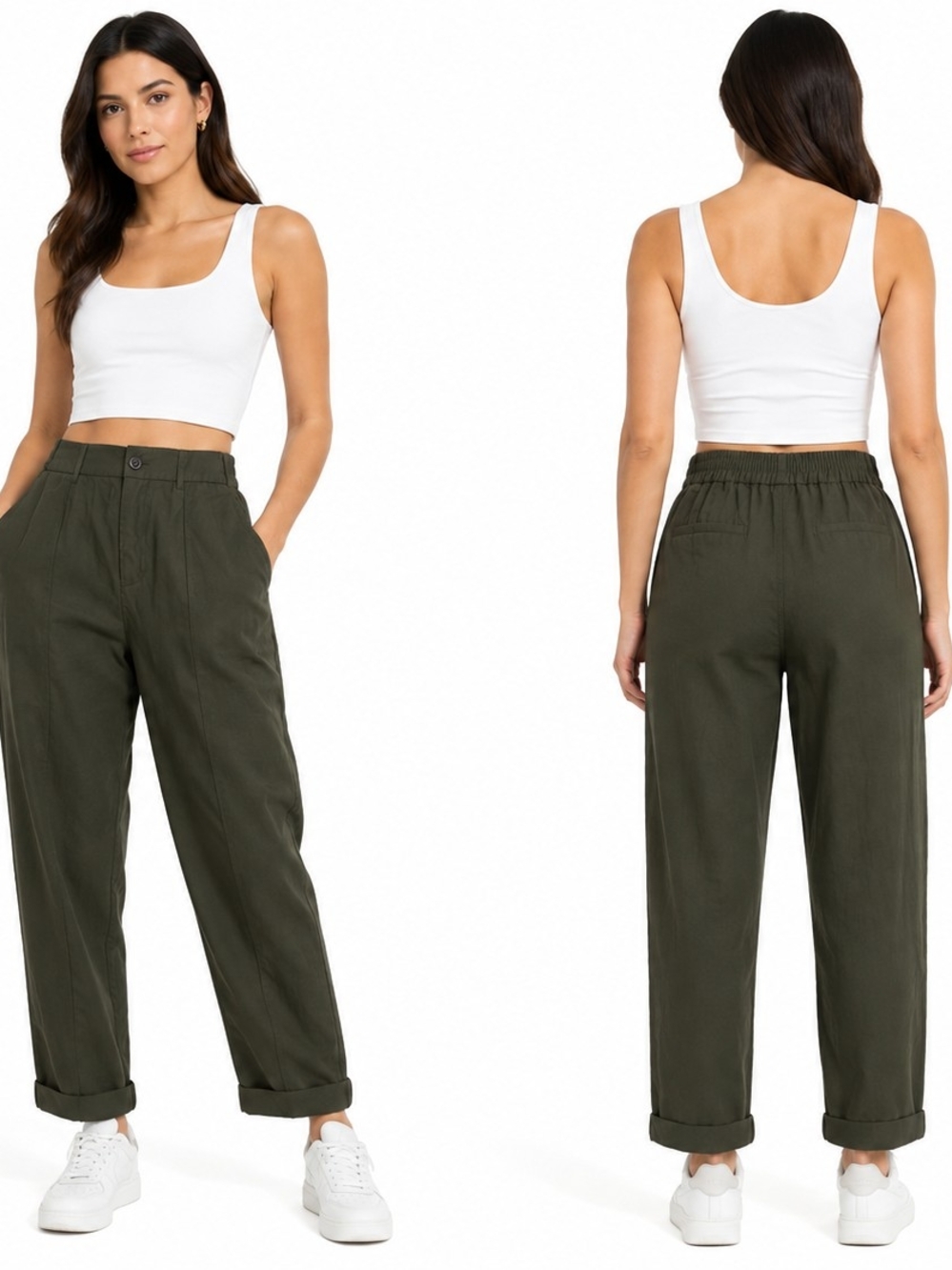 a new day Olive Wide-Leg High-Rise Utility Pants